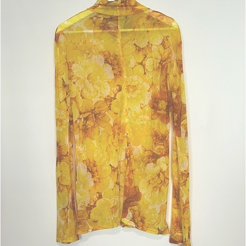 Kwaidan Editions Floral Mesh Roll Neck Top Yellow Size 40 (US 8) - Picture 8 of 11